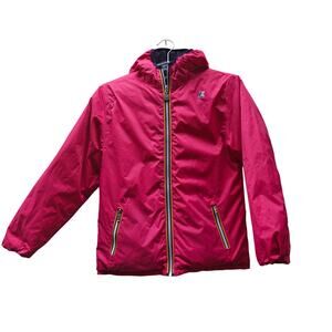 K-Way Reversible Hooded Puffer Rain Jacket Kids L 10/12 Pink/Purple